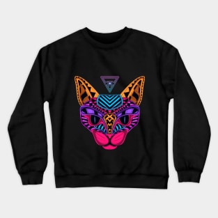 Geometric Cat Crewneck Sweatshirt